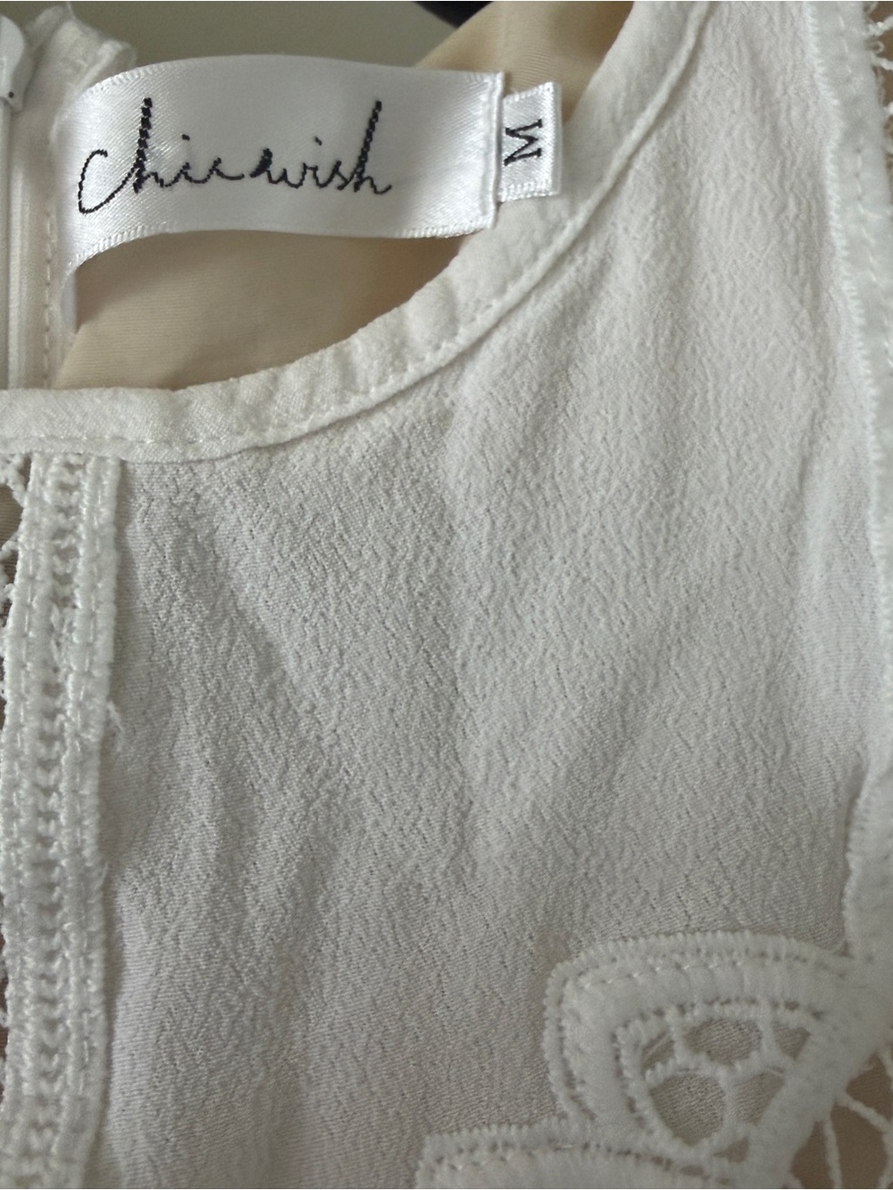 Boho White Lace-Trim Peplum Dress - Picture 2 of 3
